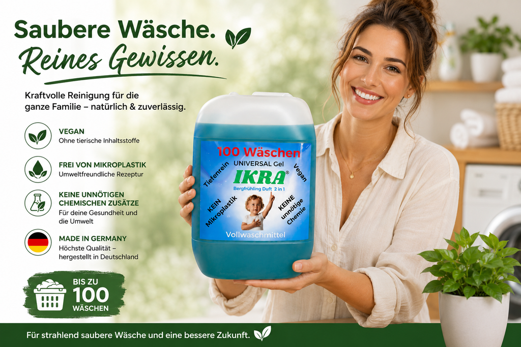 IKRA Flüssigkeitswaschmittel – 1× 5 L (100 Wäschen) Grundpreis 3,19 € L