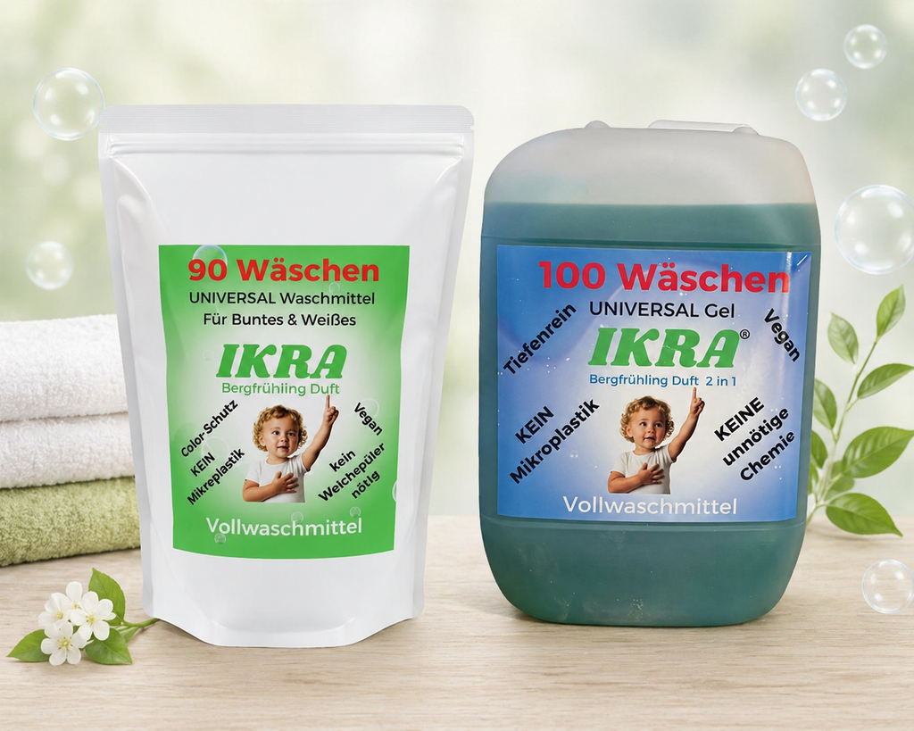 IKRA Kombipaket – 1× Pulver + 1× Flüssigkeitswaschmittel Grundpreis 3,16 € KG/      3,09 € L